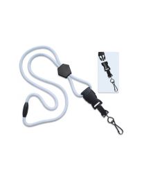 White 1/4" Round Breakaway Lanyard with a Diamond Slider and Detachable Swivel Hook