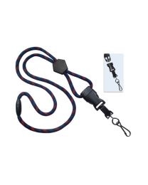 Black/Red/Blue 1/4" Round Breakaway Lanyard with a Diamond Slider and Detachable Swivel Hook