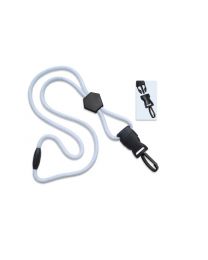White 1/4" Round Breakaway Lanyard with a Diamond Slider and Detachable Plastic Swivel Hook