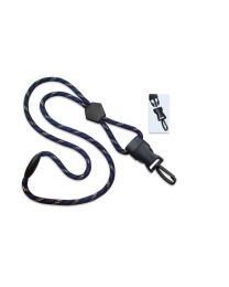 Black/Blue/White 1/4" Round Breakaway Lanyard with a Diamond Slider and Detachable Plastic Swivel Hook
