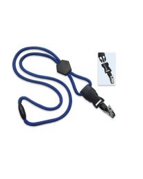 Royal Blue 1/4" Round Breakaway Lanyard with a Diamond Slider and Detachable Bulldog Clip