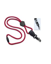 Red 1/4" Round Breakaway Lanyard with a Diamond Slider and Detachable Bulldog Clip