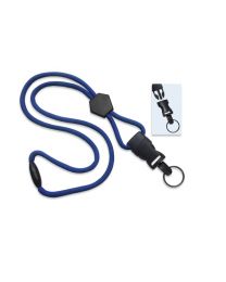 Royal Blue 1/4" Round Breakaway Lanyard with a Diamond Slider and Detachable Split Ring
