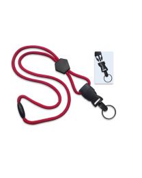 Red 1/4" Round Breakaway Lanyard with a Diamond Slider and Detachable Split Ring