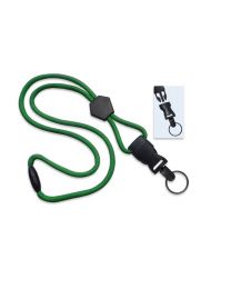 Green 1/4" Round Breakaway Lanyard with a Diamond Slider and Detachable Split Ring