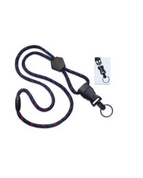 Black/Red/Blue 1/4" Round Breakaway Lanyard with a Diamond Slider and Detachable Split Ring