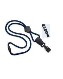 Navy Blue 1/4" Round Breakaway Lanyard with a Diamond Slider and Detachable Gripper 30