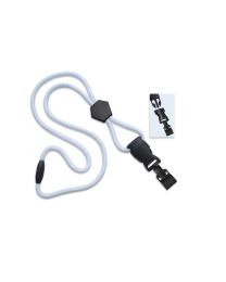 White 1/4" Round Breakaway Lanyard with a Diamond Slider and Detachable Gripper 30