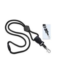 Black 1/4" Round Breakaway Lanyard with a Diamond Slider and Detachable Trigger Hook