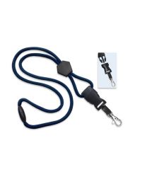 Navy Blue 1/4" Round Breakaway Lanyard with a Diamond Slider and Detachable Trigger Hook