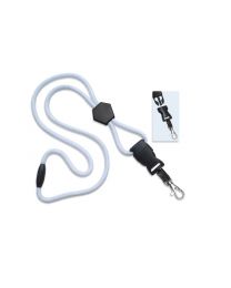 White 1/4" Round Breakaway Lanyard with a Diamond Slider and Detachable Trigger Hook