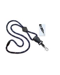 Black/Blue/White 1/4" Round Breakaway Lanyard with a Diamond Slider and Detachable Trigger Hook