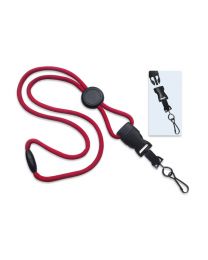 Red 1/4" Round Breakaway Lanyard with a Round Slider and Detachable Swivel Hook