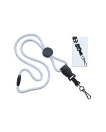 White 1/4" Round Breakaway Lanyard with a Round Slider and Detachable Swivel Hook