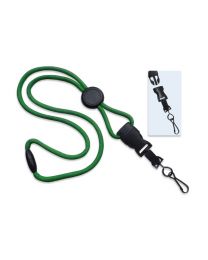 Green 1/4" Round Breakaway Lanyard with a Round Slider and Detachable Swivel Hook