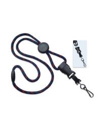 Black/Red/Blue 1/4" Round Breakaway Lanyard with a Round Slider and Detachable Swivel Hook