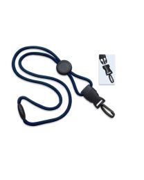 Navy Blue 1/4" Round Breakaway Lanyard with a Round Slider and Detachable Plastic Swivel Hook