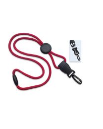 Red 1/4" Round Breakaway Lanyard with a Round Slider and Detachable Plastic Swivel Hook