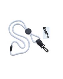 White 1/4" Round Breakaway Lanyard with a Round Slider and Detachable Plastic Swivel Hook