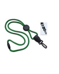 Green 1/4" Round Breakaway Lanyard with a Round Slider and Detachable Plastic Swivel Hook