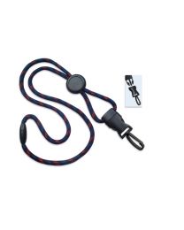 Black/Red/Blue 1/4" Round Breakaway Lanyard with a Round Slider and Detachable Plastic Swivel Hook