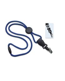 Royal Blue 1/4" Round Breakaway Lanyard with a Round Slider and Detachable Bulldog Clip