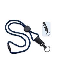 Navy Blue 1/4" Round Breakaway Lanyard with a Round Slider and Detachable Split Ring