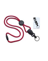 Red 1/4" Round Breakaway Lanyard with a Round Slider and Detachable Split Ring