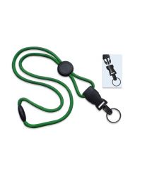 Green 1/4" Round Breakaway Lanyard with a Round Slider and Detachable Split Ring