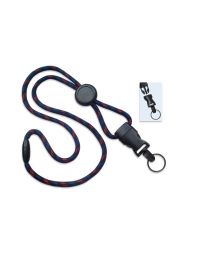 Black/Red/Blue 1/4" Round Breakaway Lanyard with a Round Slider and Detachable Split Ring