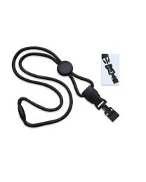 Black 1/4" Round Breakaway Lanyard with a Round Slider and Detachable Gripper 30