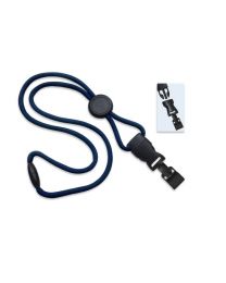 Navy Blue 1/4" Round Breakaway Lanyard with a Round Slider and Detachable Gripper 30