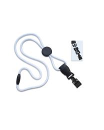 White 1/4" Round Breakaway Lanyard with a Round Slider and Detachable Gripper 30