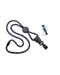 Black/Blue/White 1/4" Round Breakaway Lanyard with a Round Slider and Detachable Gripper 30