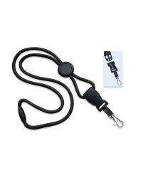 Black 1/4" Round Breakaway Lanyard with a Round Slider and Detachable Trigger Hook