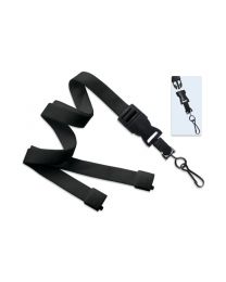 Black 5/8" Flat Tubular Breakaway Lanyard with a Detachable Swivel Hook 