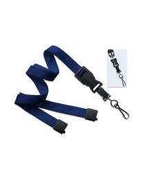 Navy Blue 5/8" Flat Tubular Breakaway Lanyard with a Detachable Swivel Hook 