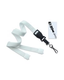 White 5/8" Flat Tubular Breakaway Lanyard with a Detachable Swivel Hook 