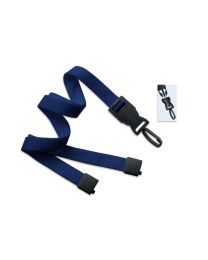 Navy Blue 5/8" Flat Tubular Breakaway Lanyard with a Plastic Swivel Hook 