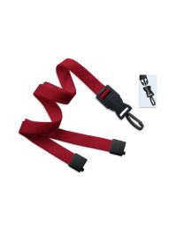 Red 5/8" Flat Tubular Breakaway Lanyard with a Detachable Plastic Swivel Hook 