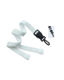 White 5/8" Flat Tubular Breakaway Lanyard with a Detachable Plastic Swivel Hook 