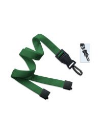 Green 5/8" Flat Tubular Breakaway Lanyard with a Detachable Plastic Swivel Hook 