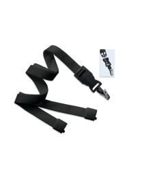 Black 5/8" Flat Tubular Breakaway Lanyard with a Detachable Bulldog Clip 