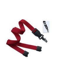 Red 5/8" Flat Tubular Breakaway Lanyard with a Detachable Bulldog Clip 