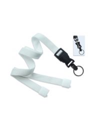 White 5/8" Flat Tubular Breakaway Lanyard with a Detachable Split Ring 