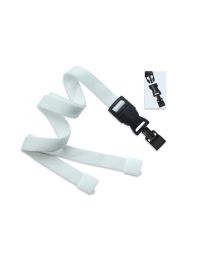 White 5/8" Flat Tubular Breakaway Lanyard with a Detachable Gripper 30 