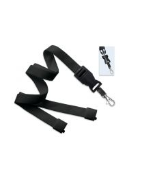 Black 5/8" Flat Tubular Breakaway Lanyard with a Detachable Trigger Hook 