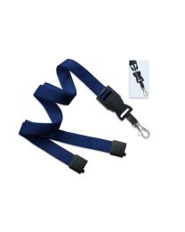 Navy Blue 5/8" Flat Tubular Breakaway Lanyard with a Detachable Trigger Hook 