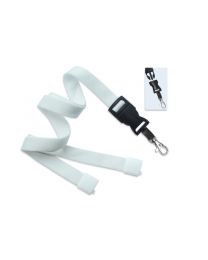 White 5/8" Flat Tubular Breakaway Lanyard with a Detachable Trigger Hook 