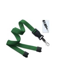 Green 5/8" Flat Tubular Breakaway Lanyard with a Detachable Trigger Hook 